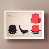 핀율 그림 포스터 finn juhl 빈티지무드 Touch I Red chair 1964