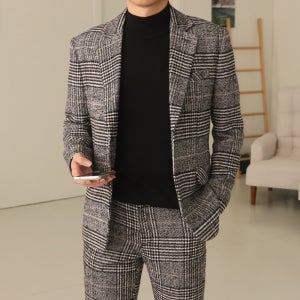 남자겨울자켓 정장마이 글렌체크 블레이저 남자울자켓