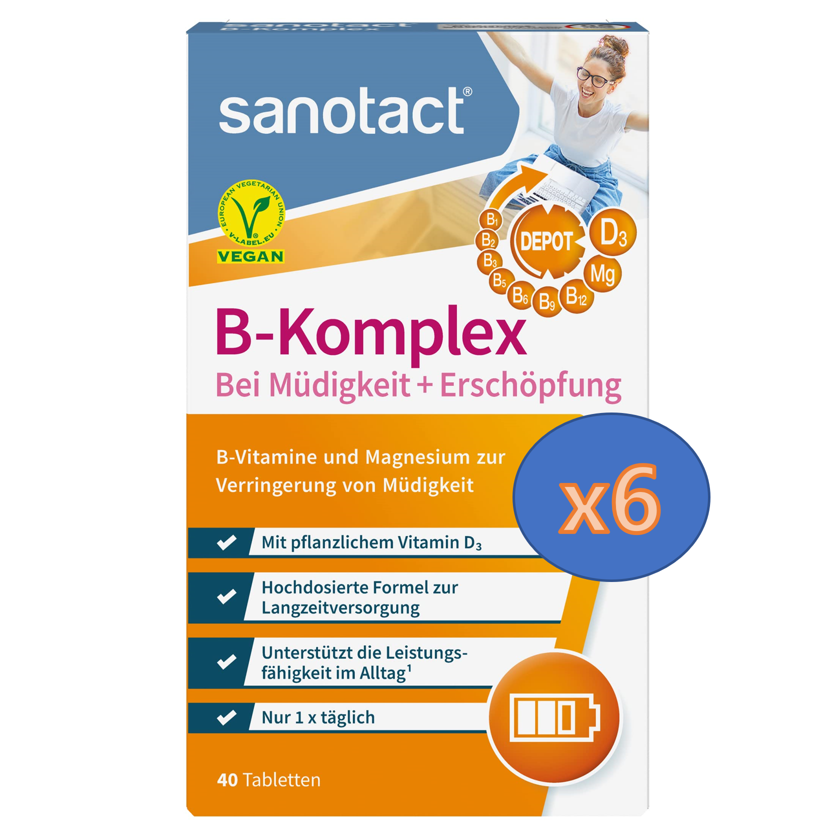 <b>sanotact</b> <b>자노탁트</b> 독일 고용량 비타민B 마그네슘 40정 6팩