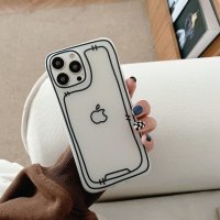 아이폰13미니 애플로고 그림 반투명 실리콘 케이스