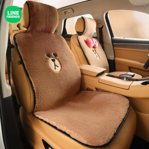 라인프렌즈 차량시트교체 전차종공용 인조토끼털 카시트커버 겨울용 자동차 양모방석 내차꾸미기