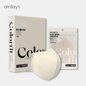 에어데이즈 컬러핏 KF94 마스크 중형 50매 연한상아색