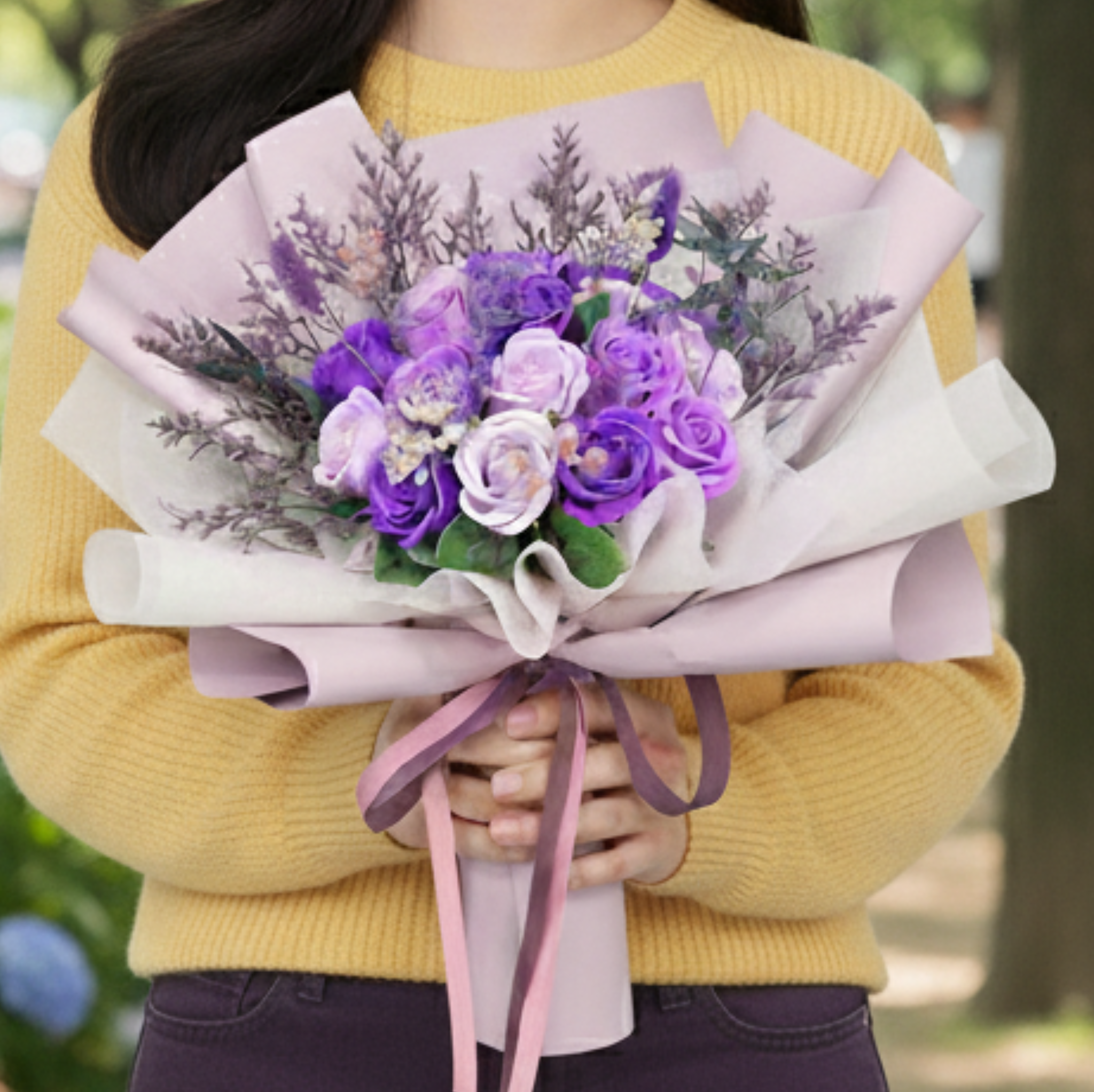 졸업식꽃다발 비누꽃 선물 졸업 꽃다발 학예회 발표회 보라장미