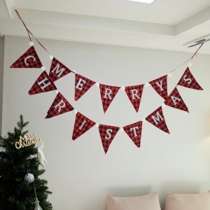 겨울 소품 빅사이즈 크리스마스 문구 레터링 글씨 삼각 플래그 가렌더 장식