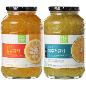 초록원 꿀유자차 1kg+제주 청귤차 1kg