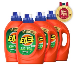 테크 진드기 제거 세탁세제 일반 용기 3L 4개