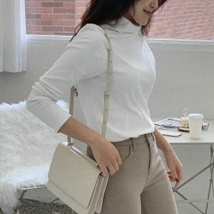 여성 기모 이너 겨울 얇은 면 레이어드 목 폴라 티 코디 아이보리 검정 오트밀 (아벨)