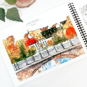 여행풍경 컬러링북 펜드로잉 어반스케치2, 수채화 어른색칠공부 취미미술 선물