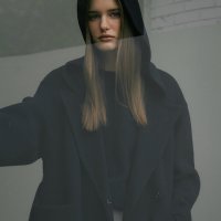 CASHMERE HOODY HANDMADE COAT (BLACK)