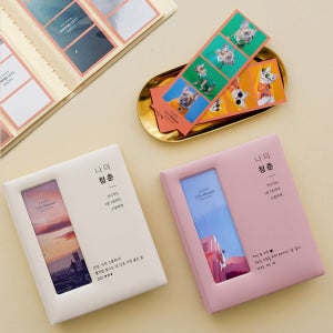 가죽 네컷앨범 커플사진첩 세로형 포토북 초음파 사진 보관 [불박/레이저각인 가능]