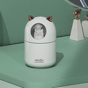 무선 가습기 똑똑한 냥냥이 구쎈스타가습기 7색무드등 티퓨져 휴대용 사무실용 거실용 가정용 침실 저소음 독서실 도서관 충전식 수면등