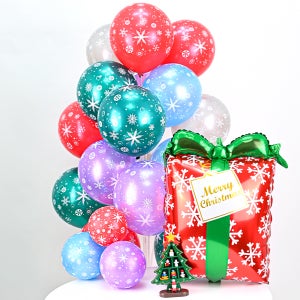 조이 30cm 크리스마스 풍선 펄눈꽃혼합(50개입)