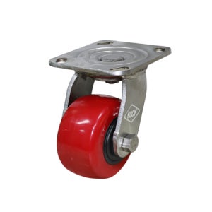 KCCY 중량용스텐캐스터 4인치 적색 우레탄바퀴 올스텐캐스터 4040 PU SUS SRS
