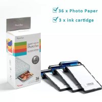 프린터 교체 부품 36 매 포토 용지 및 3pcs PhotoBee 프린터 용 잉크 카트리지 Inkless Printing Android IOS