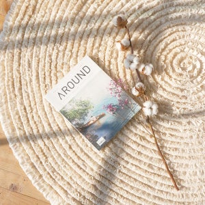 매직크린 슈가 광목 피그먼트 원형 러그 150x150 그레이 베이지