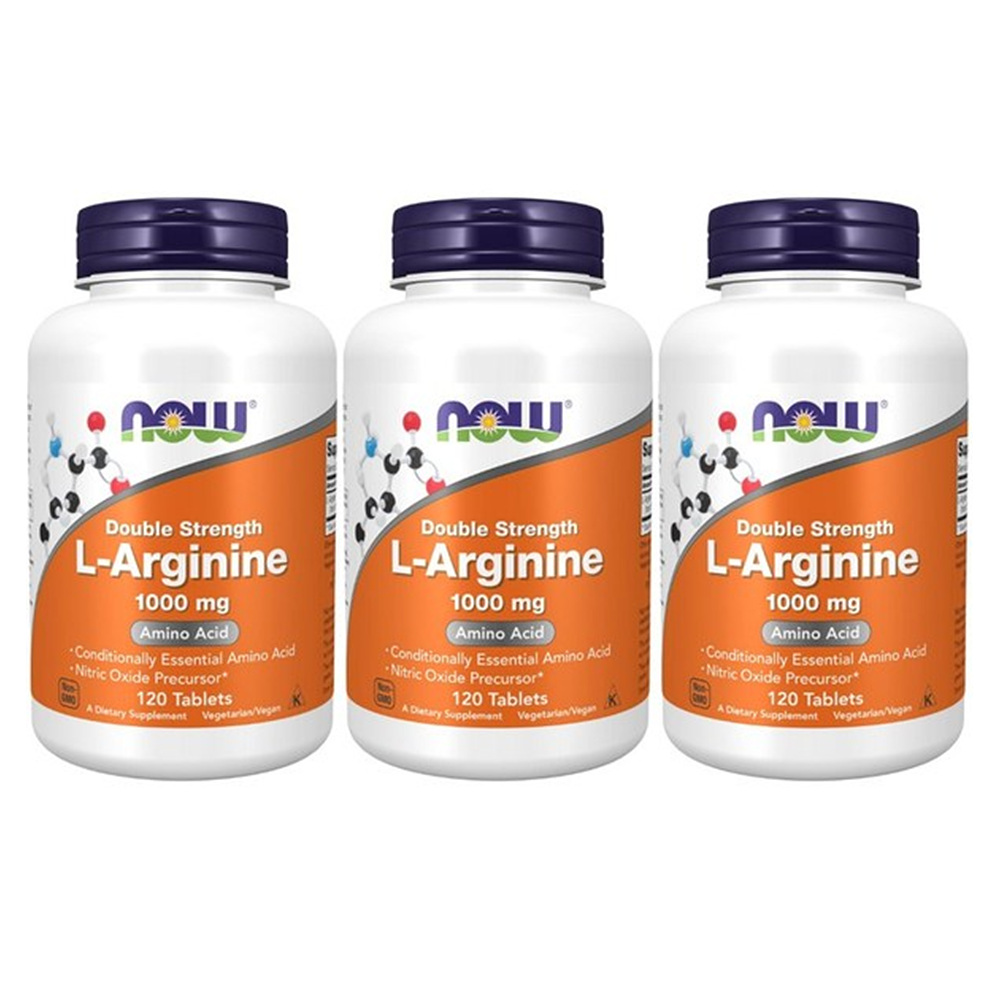 나우푸드 Now 더블 스트랭스 엘<b>아르기닌</b> 1000mg 120정 3개 아르지닌