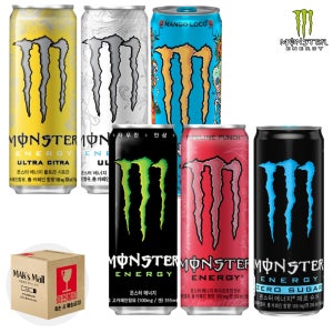 몬스터에너지 제로 울트라 시트라 망고로코 파이프라인펀치 355ml 6캔 각1개씩 에너지음료