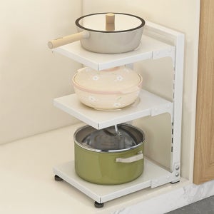 주방선반 후라이팬 냄비정리대 접시정리대 싱크대 하부장 거치대 받침대 3단
