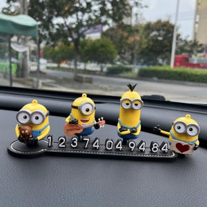 미니언즈 피규어 세트 자동차 주차번호판 애니메이션 캐릭터 인형