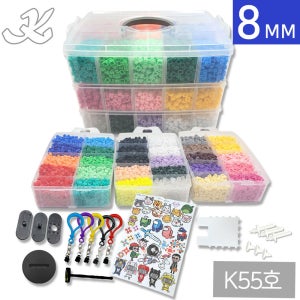 하비마켓 대용량 K디폼블럭세트 8mm 10200알 도안 망치 가방고리 팽이 거치대 받침대 구성