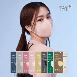 TAS KF94 새부리형 비말차단 마스크 숨쉬기편한 얇은 마스크 5매입 L(대형), 화이트, 100개