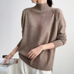 여성 목폴라 루즈핏 긴팔 목니트 니트티 6color