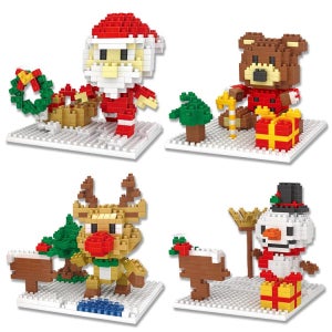 크리스마스 나노 블럭 4종 산타 루돌프 눈사람 집중력 성취감 조립 체험 학습 교재 선물