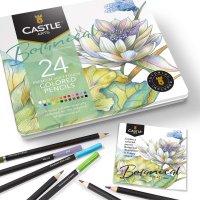 Castle Art Botanical Colored Pencils 캐슬아트 보태니컬 색연필 컬러링북 24색