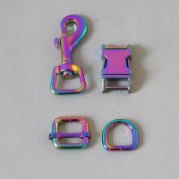 daol 10 대/몫 15mm 웨빙 금속 하드웨어 스트랩 버클 D 링 Carabiner 후크 슬라이더 애완견 칼라 하네스 걸쇠 DIY 액세서리