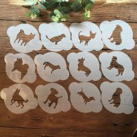 스텐실 도안 12Pcs 13x10cm 애완 동물 강아지 DIY 레이어링 페인팅 스크랩북 스탬핑 엠보싱 앨범 종이 카드 템플릿