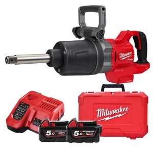 밀워키 M18 ONEFHIWF1D-502C 충전 롱앤빌 하이토크 임팩렌치 18V 5.0Ah 배터리 2개 세트