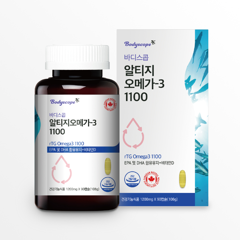 <b>바디스콥</b> EPA DHA 함유 비타민D <b>혈행개선</b> 알티지 오메가3 소프트켑슐 90일분