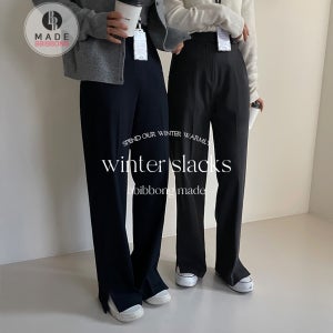 [삐뽕언니] (B-MADE/기모)클래식 비조 트임슬랙스(XS~L,2color)