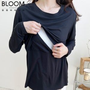 블룸마터니티 베이직 긴팔 임산부 모유 잠옷 수유티셔츠