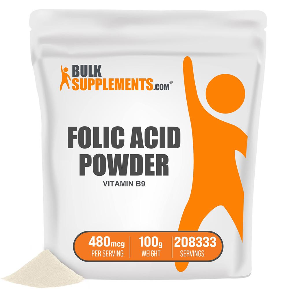 벌크서플리먼트 <b>엽산</b> 비타민 B9 800mcg 파우더 100그램 Folic Acid