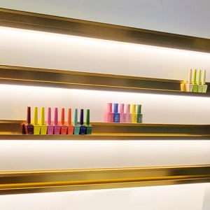 윈텍 LED 조명선반 골드 2단 네일 알류미늄 벽선반 진열 다용도