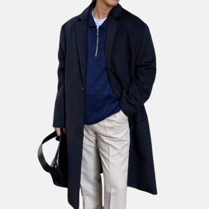 M-6XL 모노 캐시라이크 오버 싱글코트 남자 빅사이즈 오버핏 코트 쓰리버튼 울혼방