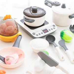 플레이맥스 소리나는 인덕션과 증기나오는 밥솥이 있는 작동하는 주방놀이 소꿉놀이 세트 20p