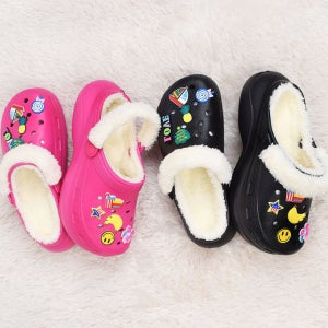 딕슈 여성 털 안감 방한 슬리퍼 통굽 키높이 EVA 퍼 슬리퍼