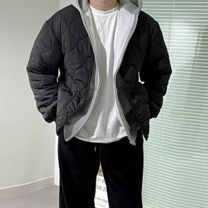 남자 퀼팅자켓 오버핏 융털 안감 겨울 점퍼 미니멀 무드 간절기 활용 따뜻한 겨울 아우터