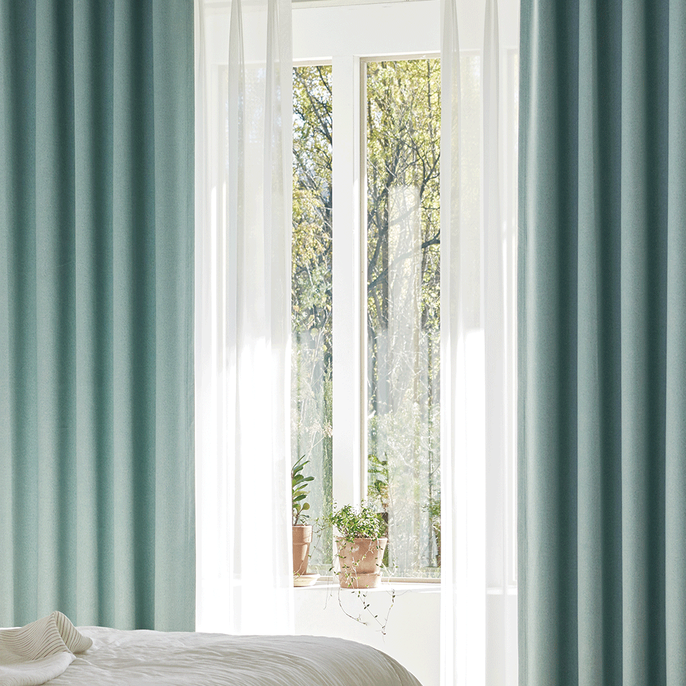 데일리 100%암막커튼 핀형 레일커텐 거실 침실 아이방 160