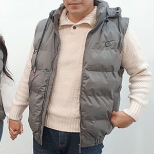 남자 후드 패딩온열조끼 원적외선 캠핑발열조끼 겨울 등산 여자베스트 커플룩 남여공용 블랙 그레이 재재