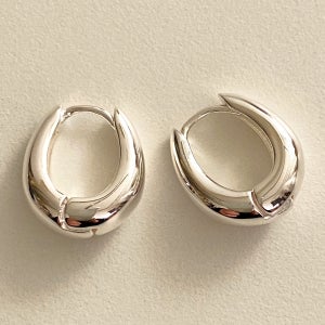 [무배] 실버925 미디움 볼륨 물방울 원터치 볼드 링 귀걸이