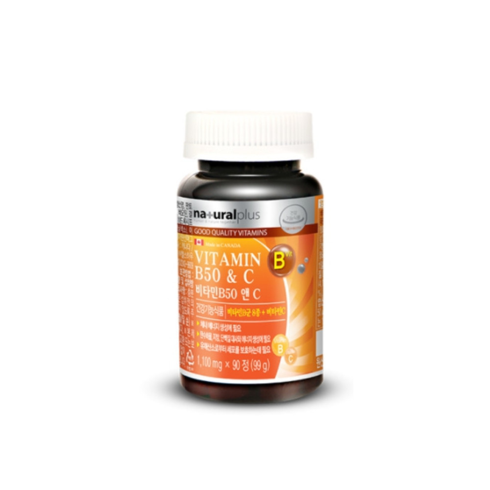 내츄럴플러스 비타민B50 앤 C 90정 3개월분 활력 수용성 현대인 직장인