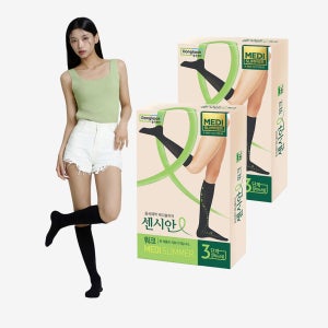 [1+1] 동국제약 센시안 워크 메디슬리머 의료용 밴드 종아리 압박 니삭스 블랙 / 다리 의료기기 허가