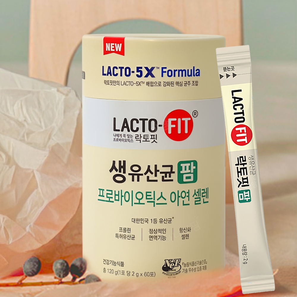 온<b>가족 유산균</b> 종근당 락토핏 생 <b>유산균</b> 팜 60포 프로바이오틱스 아연 셀렌 항산화