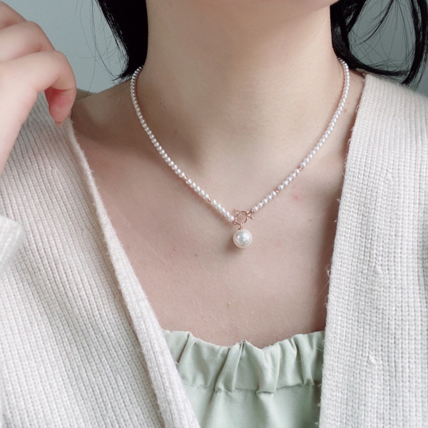 14k 18k 블랙 화이트 진주 골드 금 목걸이 14케이 18케이