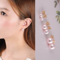 18K 스와로브스키사 핑크 진주 귀걸이 3mm - 12mm