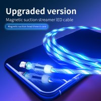 1m led 흐르는 자기 충전기 케이블 빛나는 빠른 충전 micro usb type c for iphone 11 samsung s10 s9 phone usb c wire cord