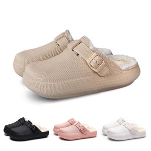 슈퍼카미트 겨울 푹신한 층간소음 클로그 버클 버켄 클로그 방한 털 슬리퍼